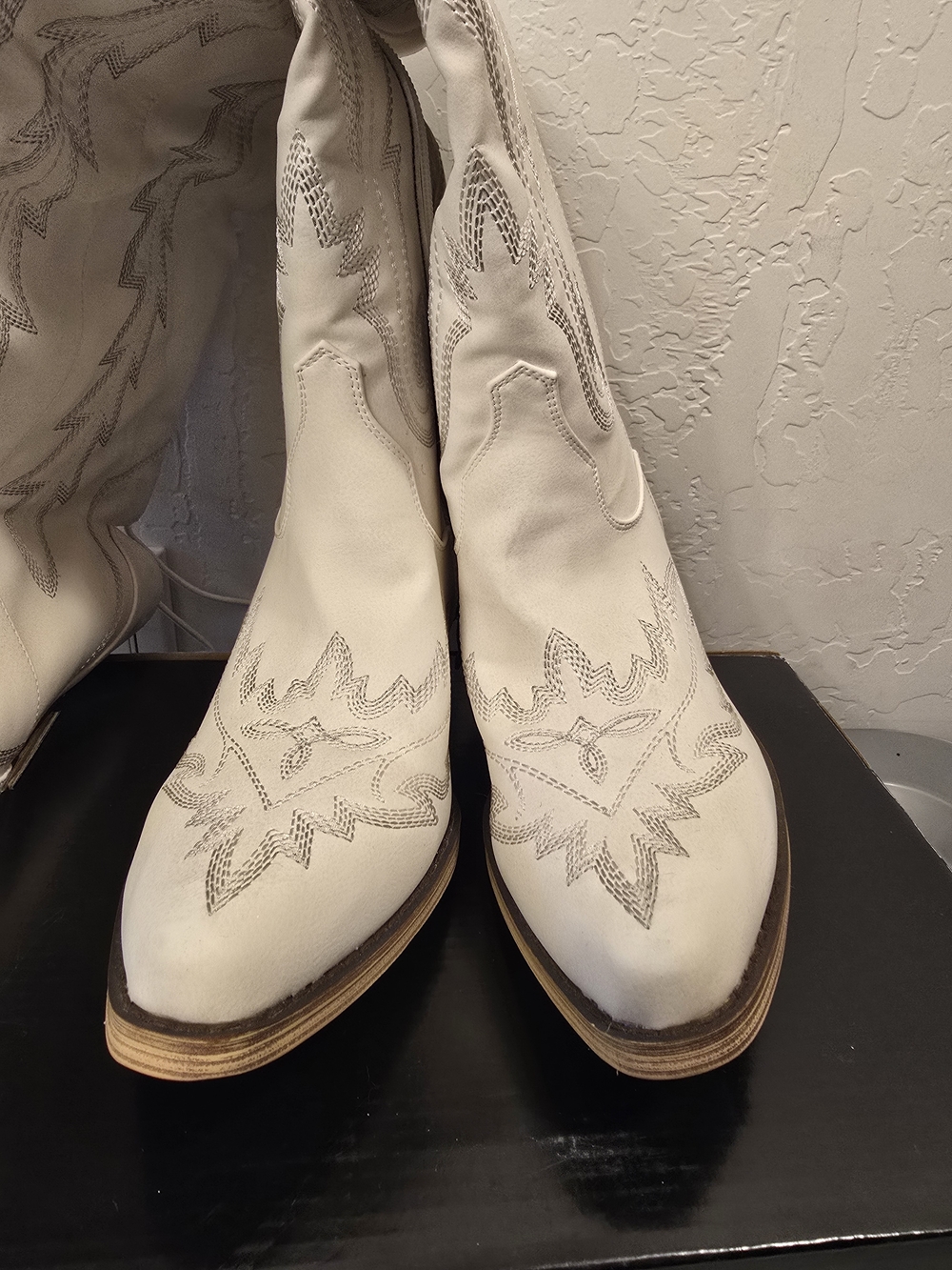 Women's Cream Embroidered Western Combat Boots